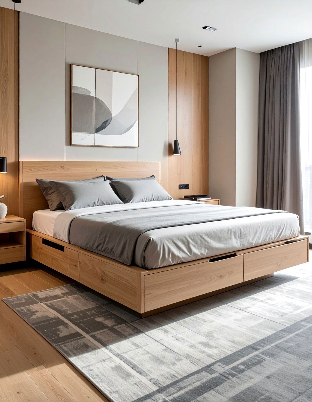 A Modern Bedroom with a Platform Storage Bed - 40 Modern Bedroom Ideas for a Sleek and Stylish Space