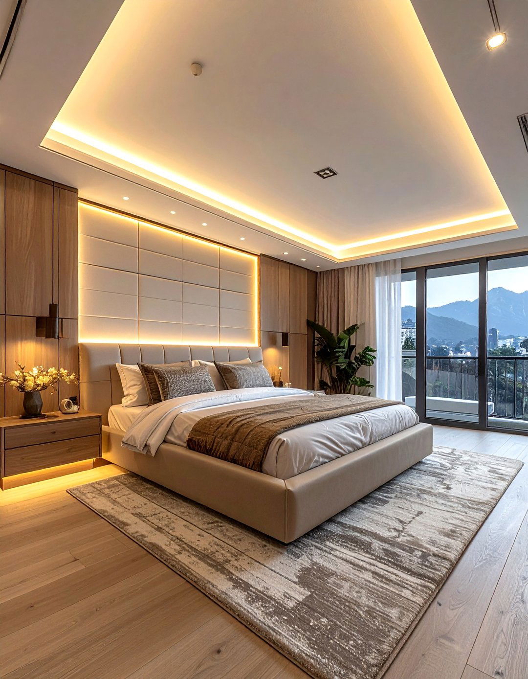 A Modern Bedroom with a Recessed Ceiling and Cove Lighting - 40 Modern Bedroom Ideas for a Sleek and Stylish Space