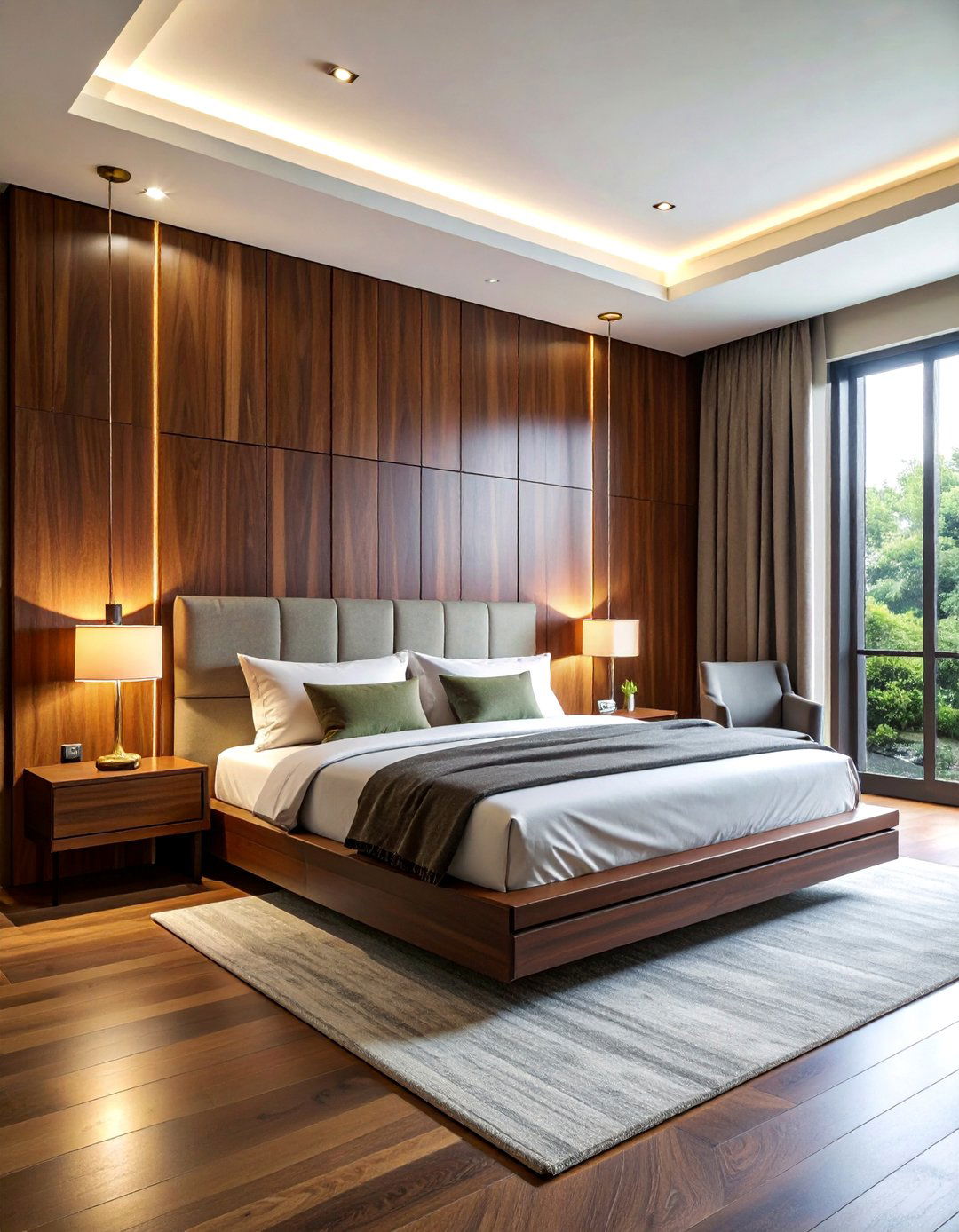 A Modern Bedroom with an Integrated Headboard and Nightstands - 40 Modern Bedroom Ideas for a Sleek and Stylish Space