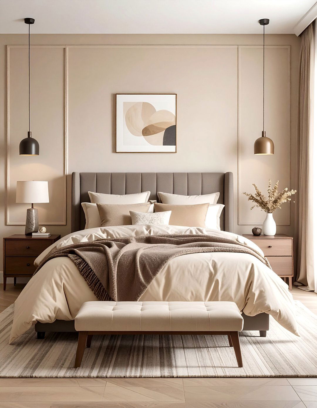 A Monochromatic Beige Bedroom Scheme - 30 Beige Bedroom Ideas for a Serene Retreat