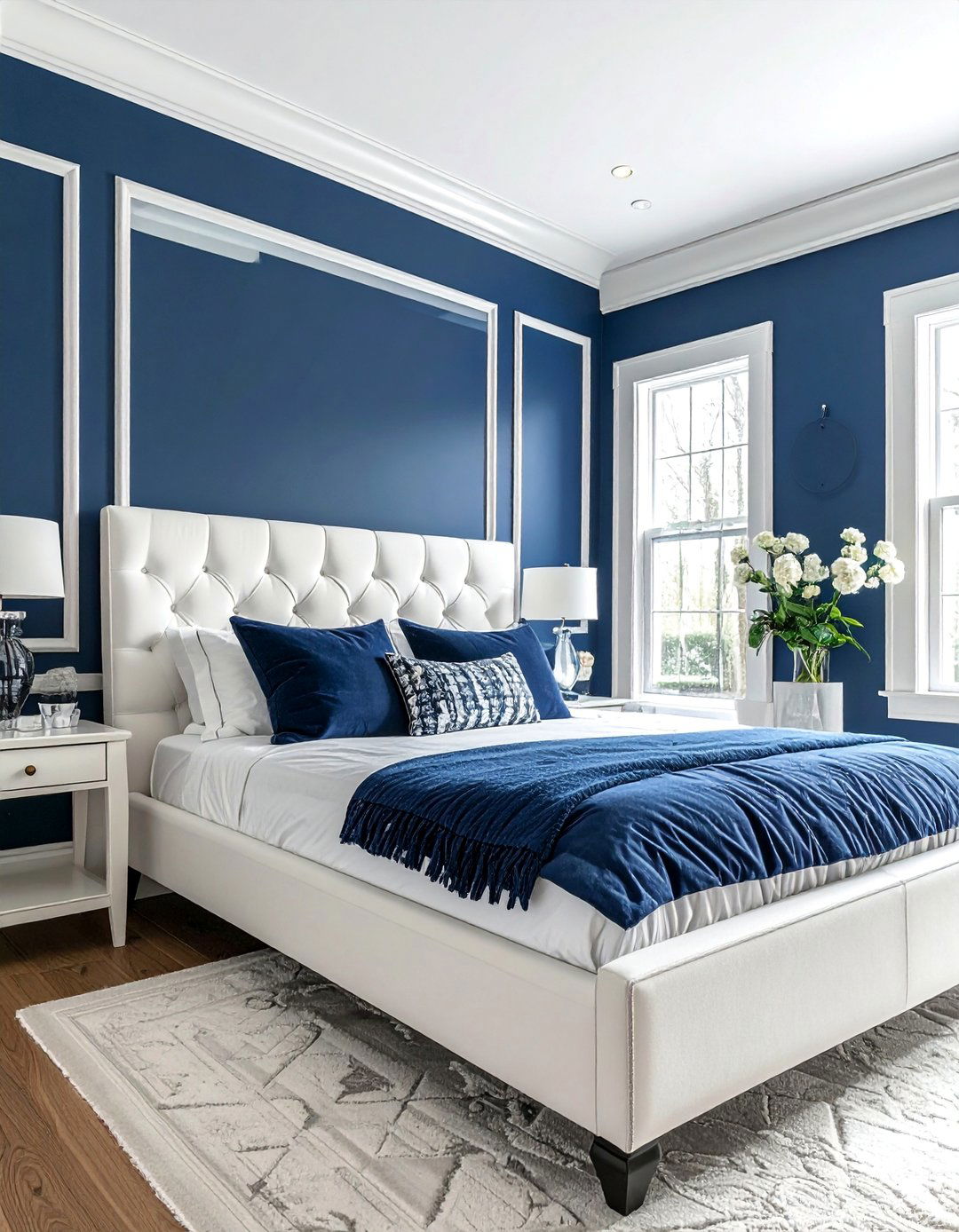 A Navy Blue and Crisp White Preppy Room - 30 Preppy Room Ideas for a Chic and Timeless Look