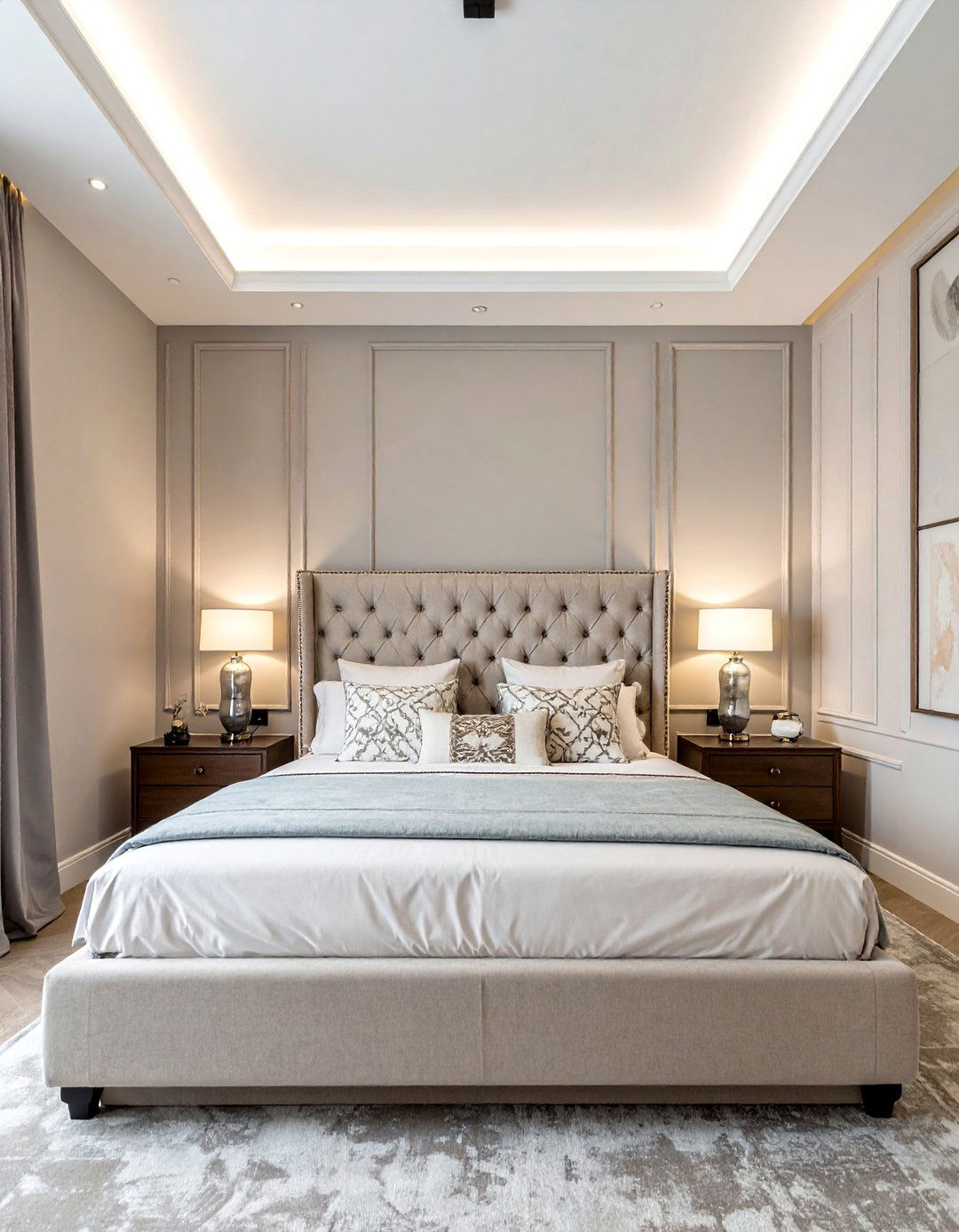 A Preppy Room with an Upholstered Tufted Headboard - 30 Preppy Room Ideas for a Chic and Timeless Look