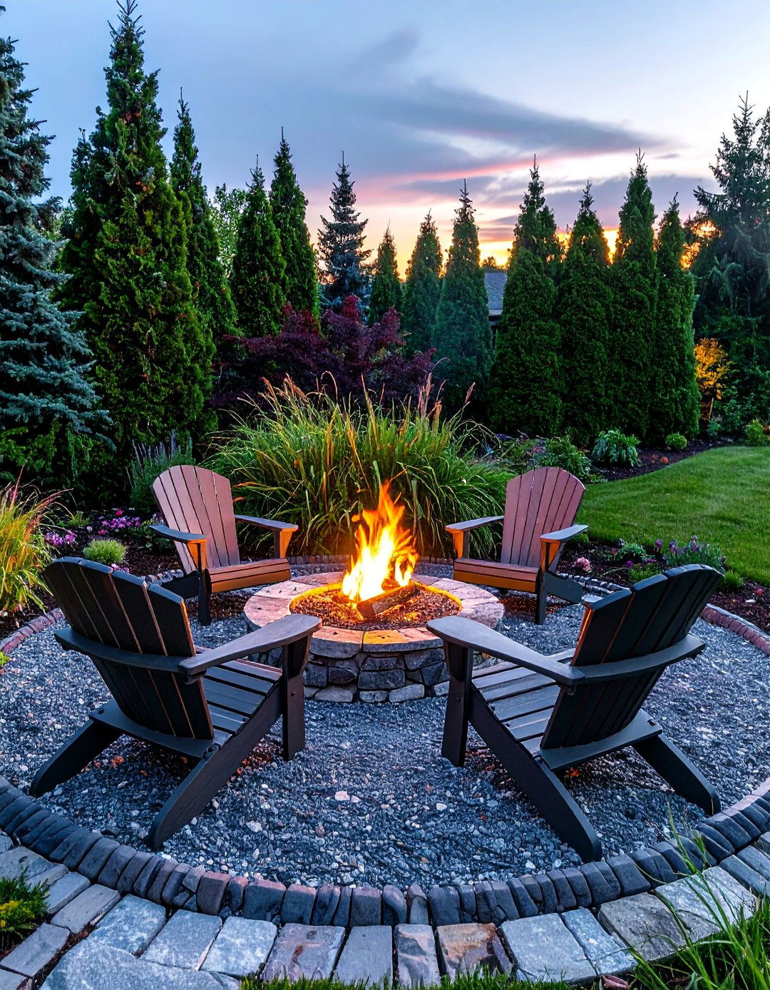 A Secluded Corner Fire Pit Area with Gravel Base - 30 Corner Landscaping Ideas for a Beautiful Yard