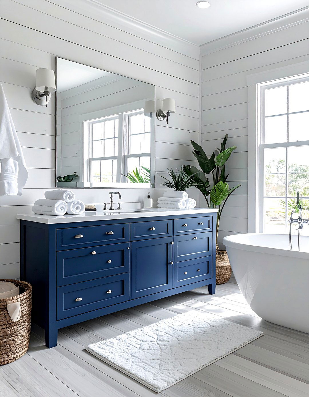 A Serene Blue and White Bathroom - 25 Florida Home Decor Ideas for a Coastal Vibe