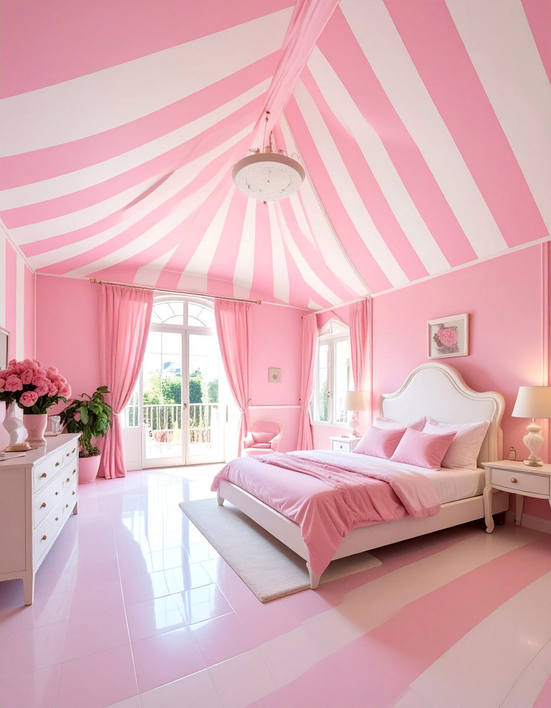 A Tented Stripe Ceiling in a Preppy Room - 30 Preppy Room Ideas for a Chic and Timeless Look