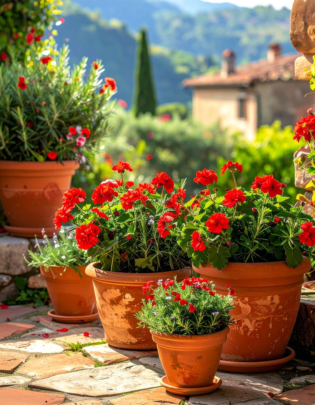 A Terracotta Pot Collection in an Italian Backyard - 20 Italian Backyard Ideas for a Mediterranean Oasis
