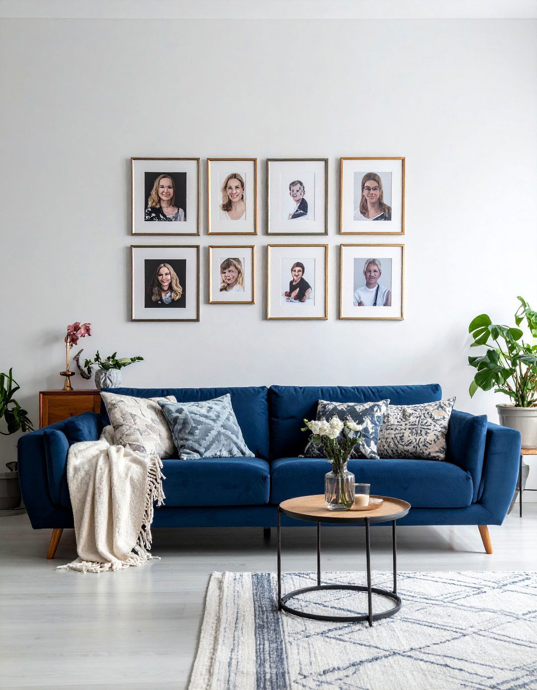 Above the Sofa Photo Wall - 40 Photo Wall Ideas to Personalize Your Living Space