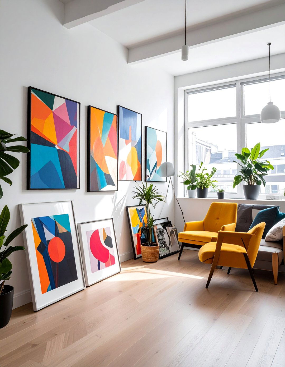 Abstract Art Collection Gallery Wall - 25 Eclectic Gallery Wall Ideas for Artistic Homes