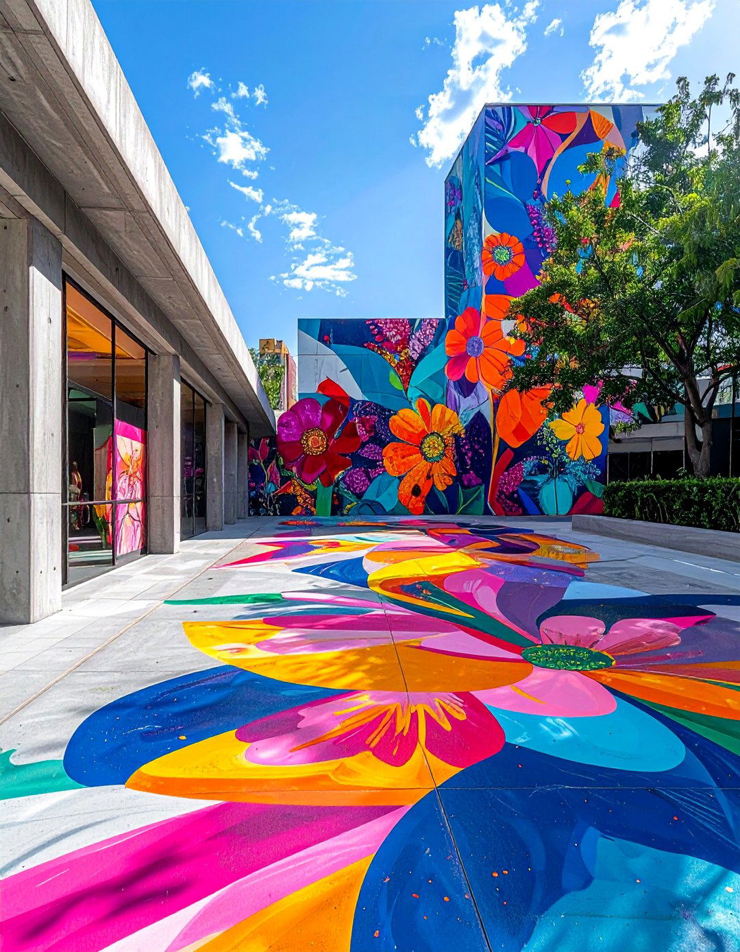 Abstract Floral Composition Murals on Buildings - 20 Flower Murals on Buildings to Brighten Urban Landscapes