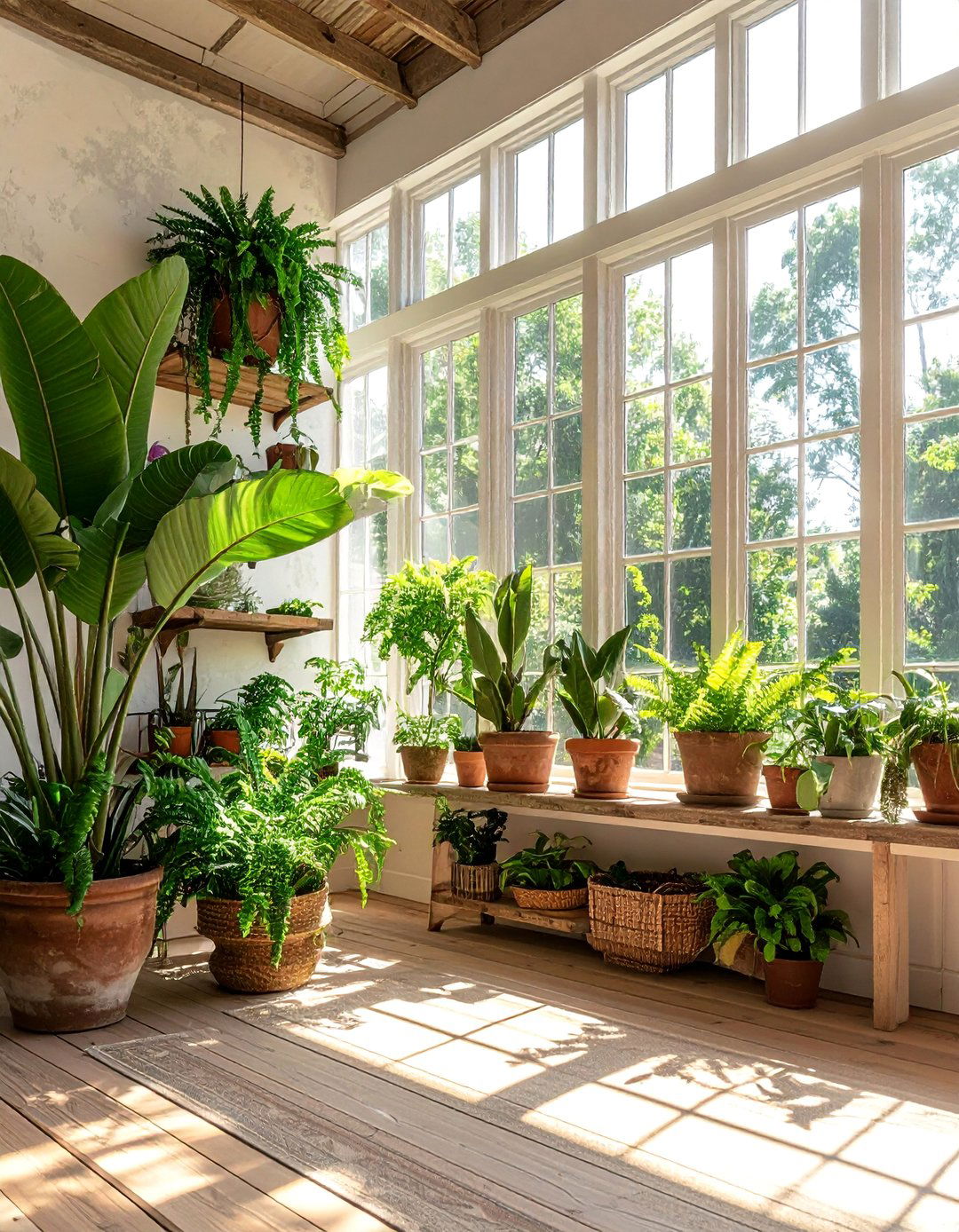 Abundant Greenery and Indoor Plants - 25 Farmhouse Sunroom Ideas for a Cozy Retreat