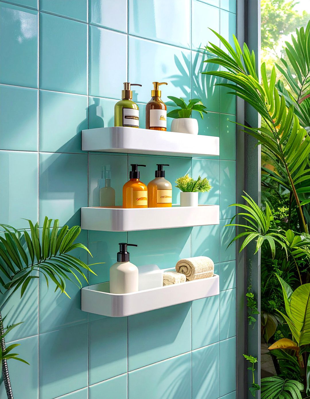 Adhesive Shower Storage Systems - 40 Bathroom Organization Ideas for Clutter-Free