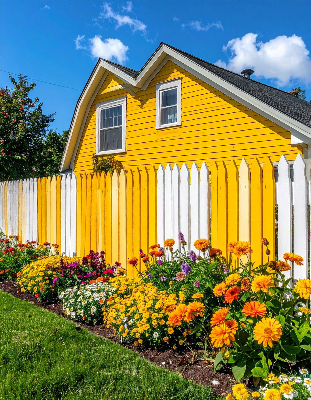 Alternating Color Slat Fence Painting - 20 Fence Painting Ideas to Transform Your Outdoor Space