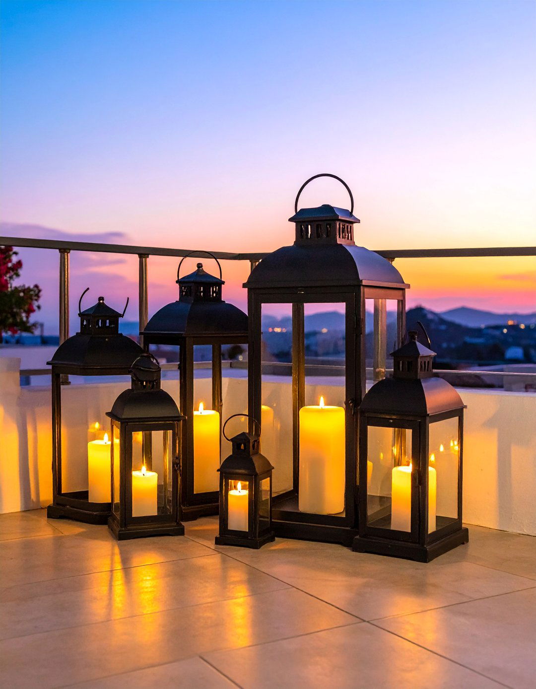 Ambient Lighting with Lanterns for a Mediterranean Balcony - 20 Mediterranean Balcony Ideas for a Scenic Escape