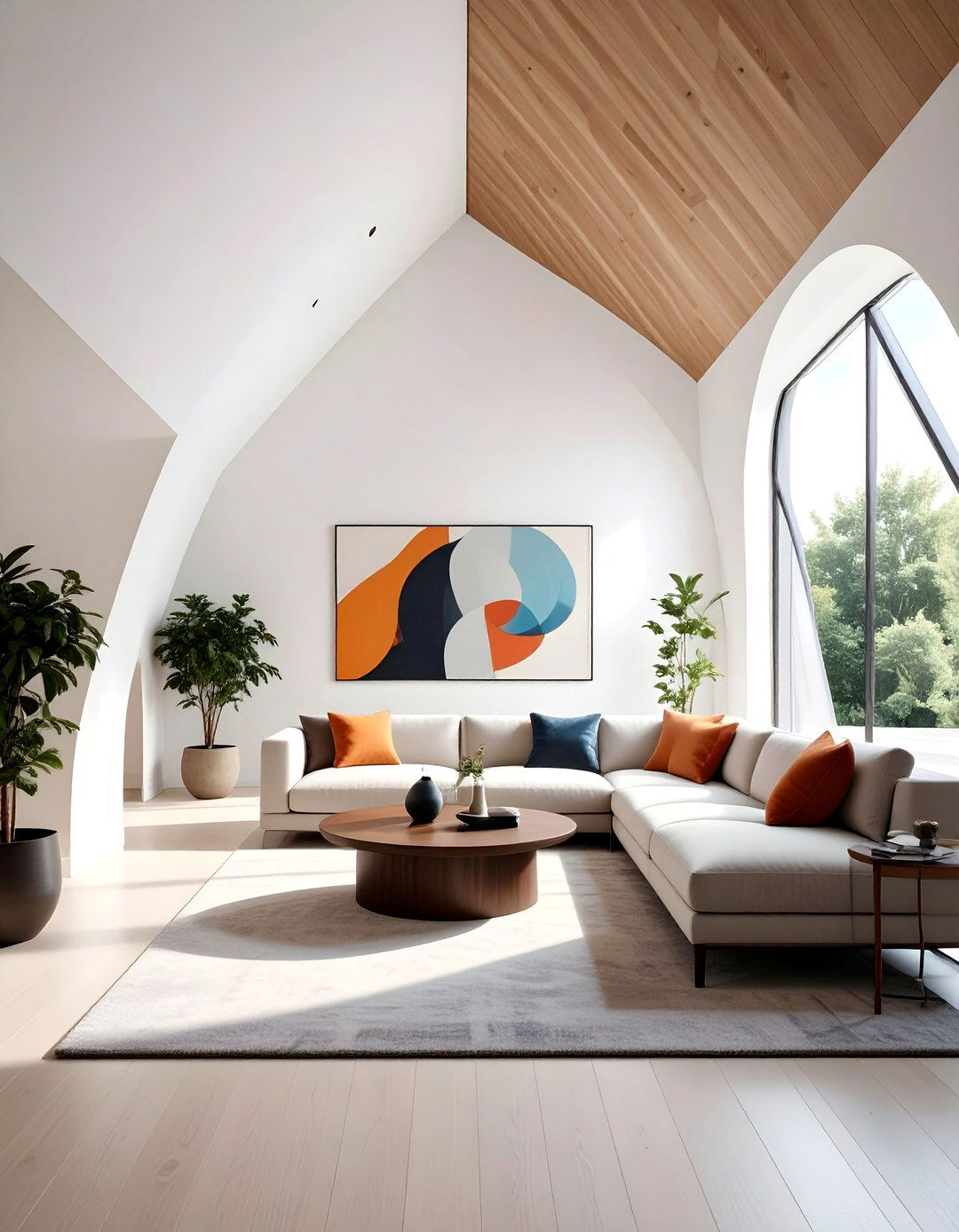 An Asymmetrical Living Room Vaulted Ceiling - 25 Living Room Vaulted Ceiling Ideas for Spacious Charm