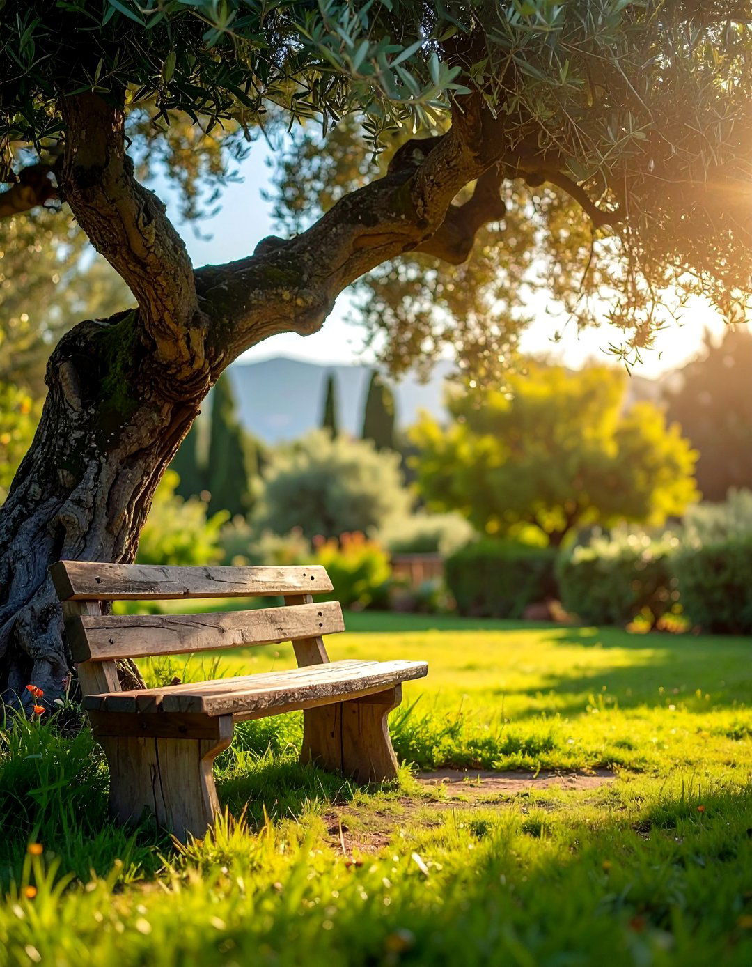 An Italian Backyard with Simple Wooden Benches - 20 Italian Backyard Ideas for a Mediterranean Oasis
