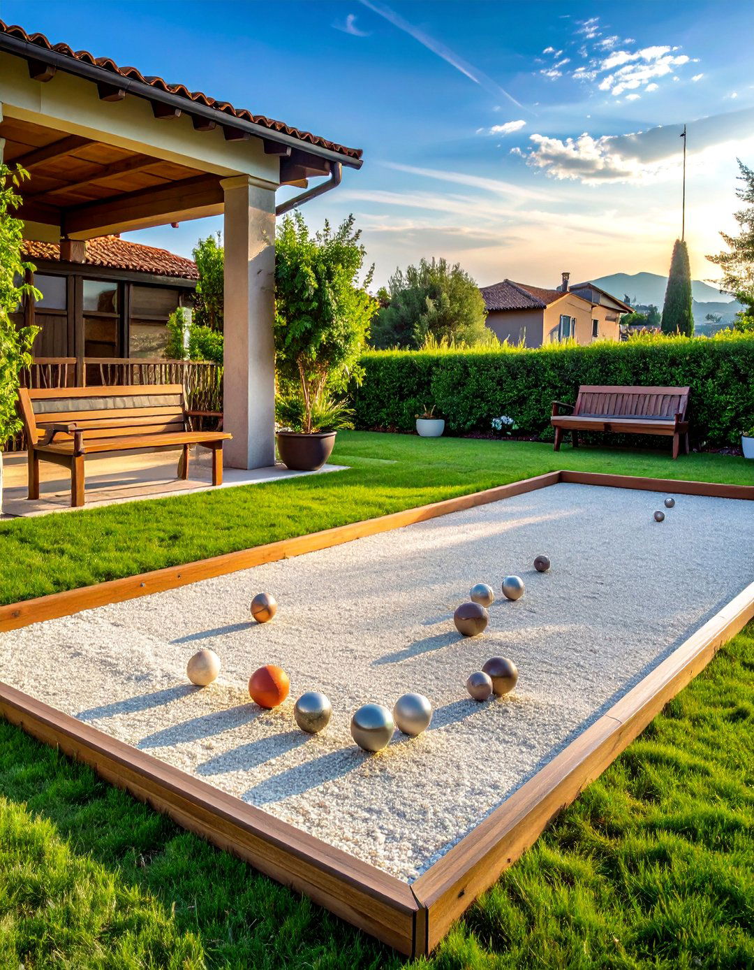An Italian Backyard with a Bocce Ball Court - 20 Italian Backyard Ideas for a Mediterranean Oasis