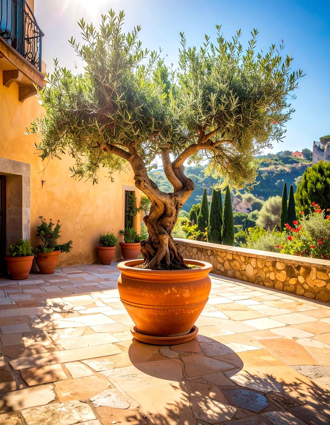 An Italian Patio with Abundant Olive Trees - 20 Italian Patio Ideas for a Mediterranean Outdoor Oasis