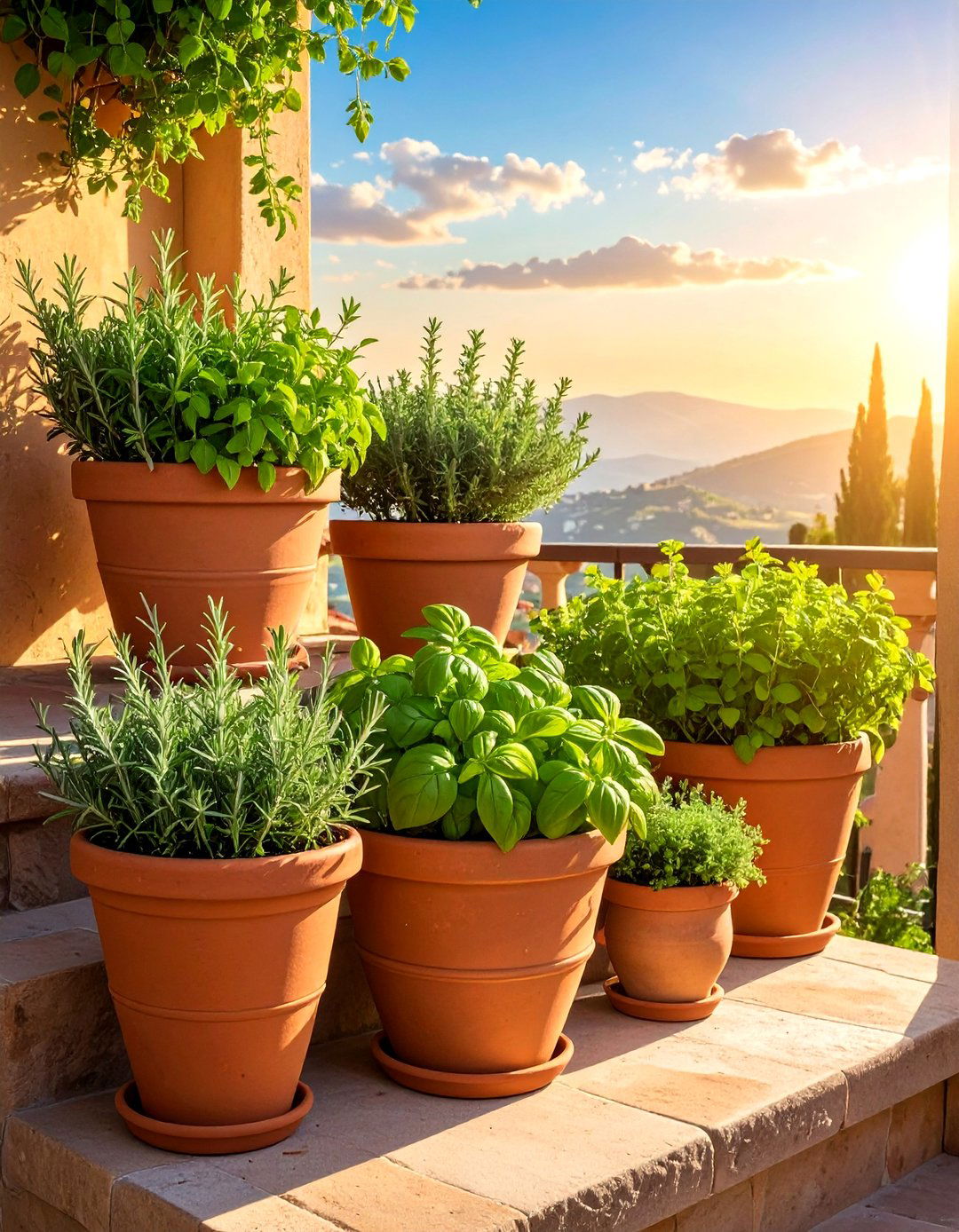 An Italian Patio with an Integrated Herb Garden - 20 Italian Patio Ideas for a Mediterranean Outdoor Oasis