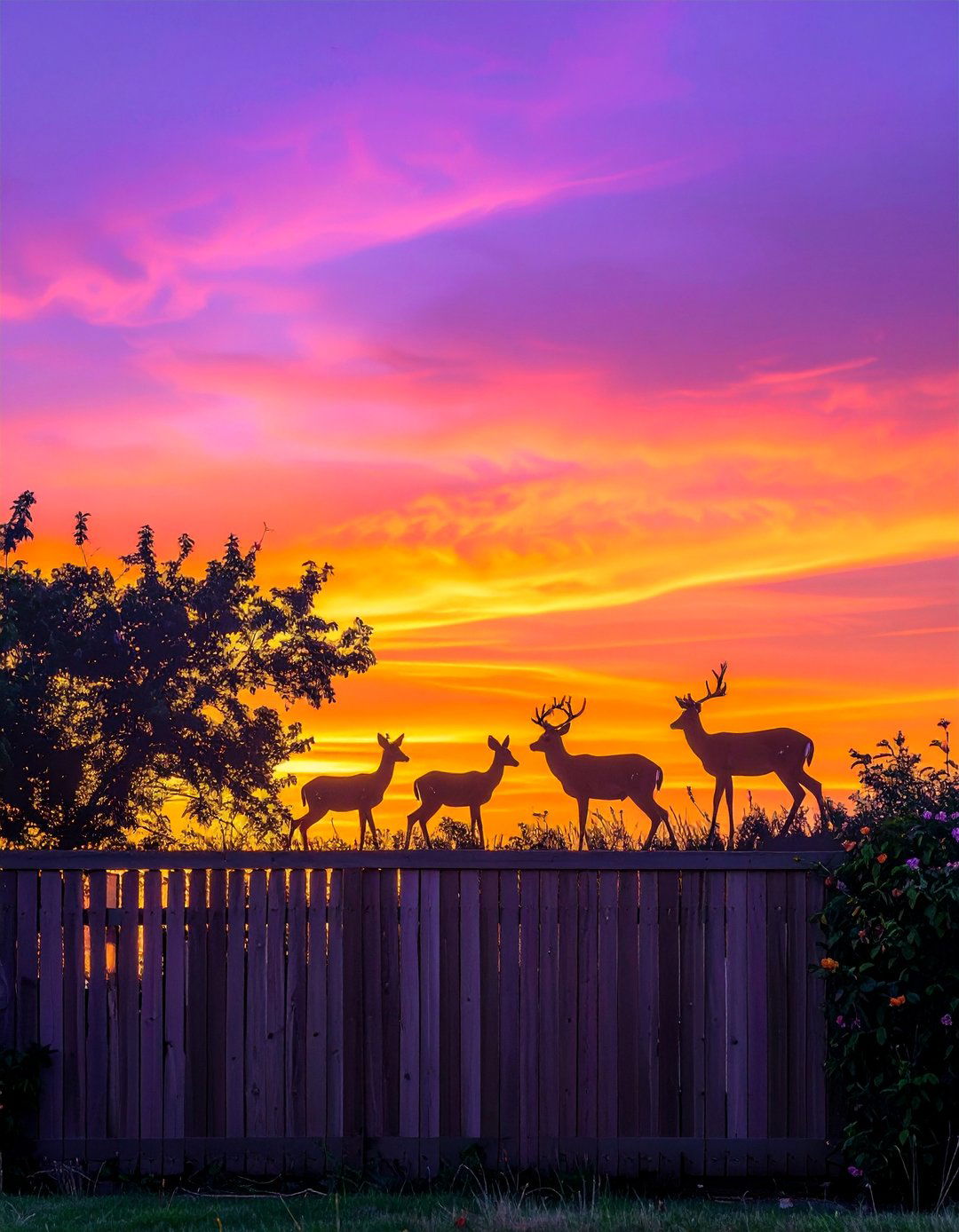 Animal Silhouettes at Dusk Garden Mural - 30 Garden Mural Ideas to Brighten Your Outdoor Space