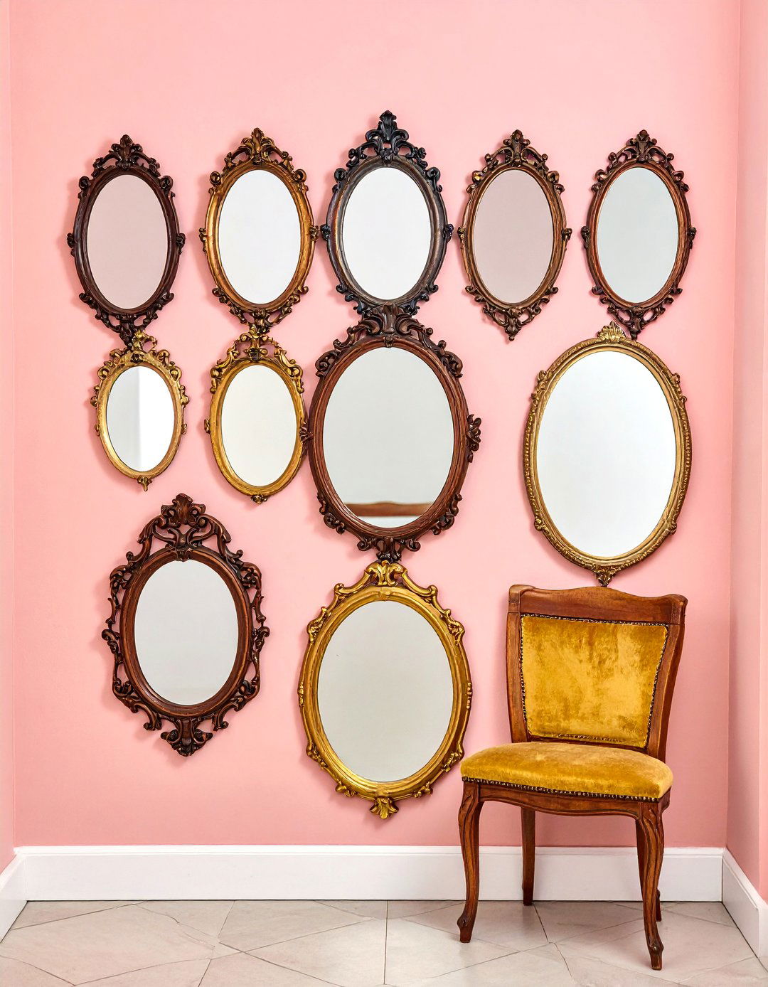 Antique Hand Mirror Wall Display - 20 Mirror Collage Wall Ideas for Unique Decor