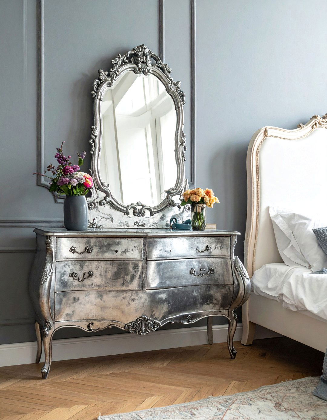 Antique Silvered Glass Mirrors - 30 Mirror Behind Nightstand Ideas for Stylish Bedrooms