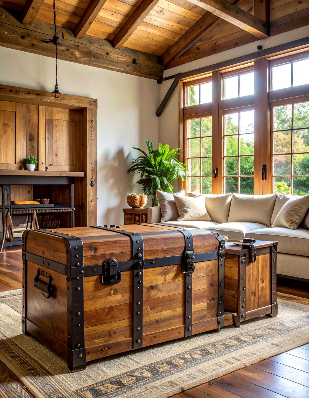 Antique Wood Trunk Coffee Table Cottage Living Room - 30 Cottage Living Room Ideas for a Cozy Retreat