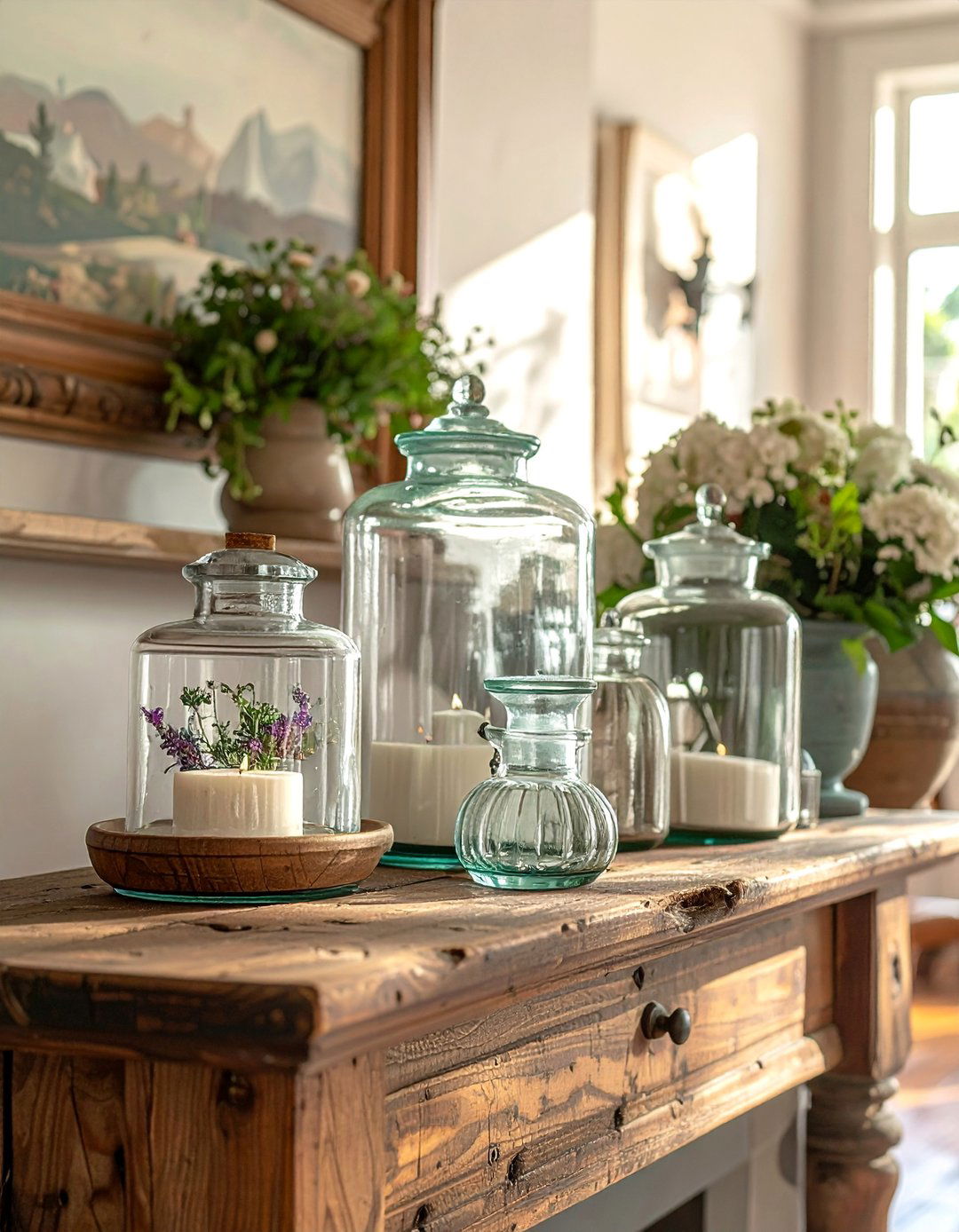 Apothecary Jar Collections - 40 French Country Living Room Ideas for a Cozy Space