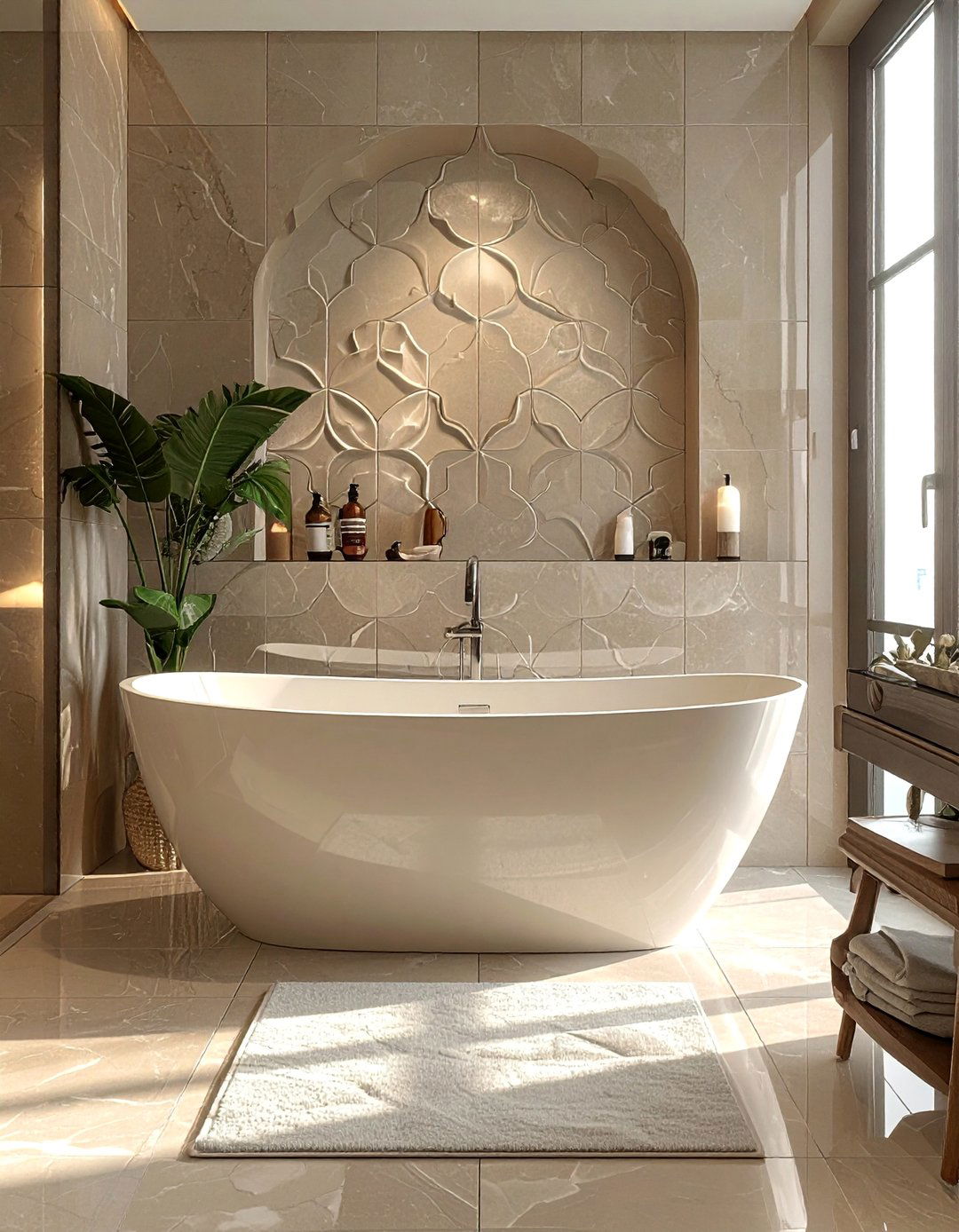 Arabesque Shaped Bathtub Tiles - 40 Bathtub Tile Ideas for a Stunning Bathroom