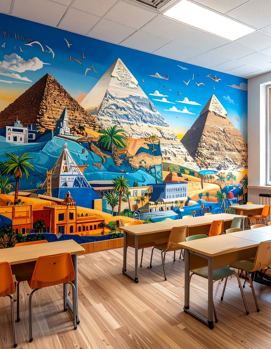 Architectural Landmarks of the World School Mural - 30 Creative School Mural Ideas to Inspire Students