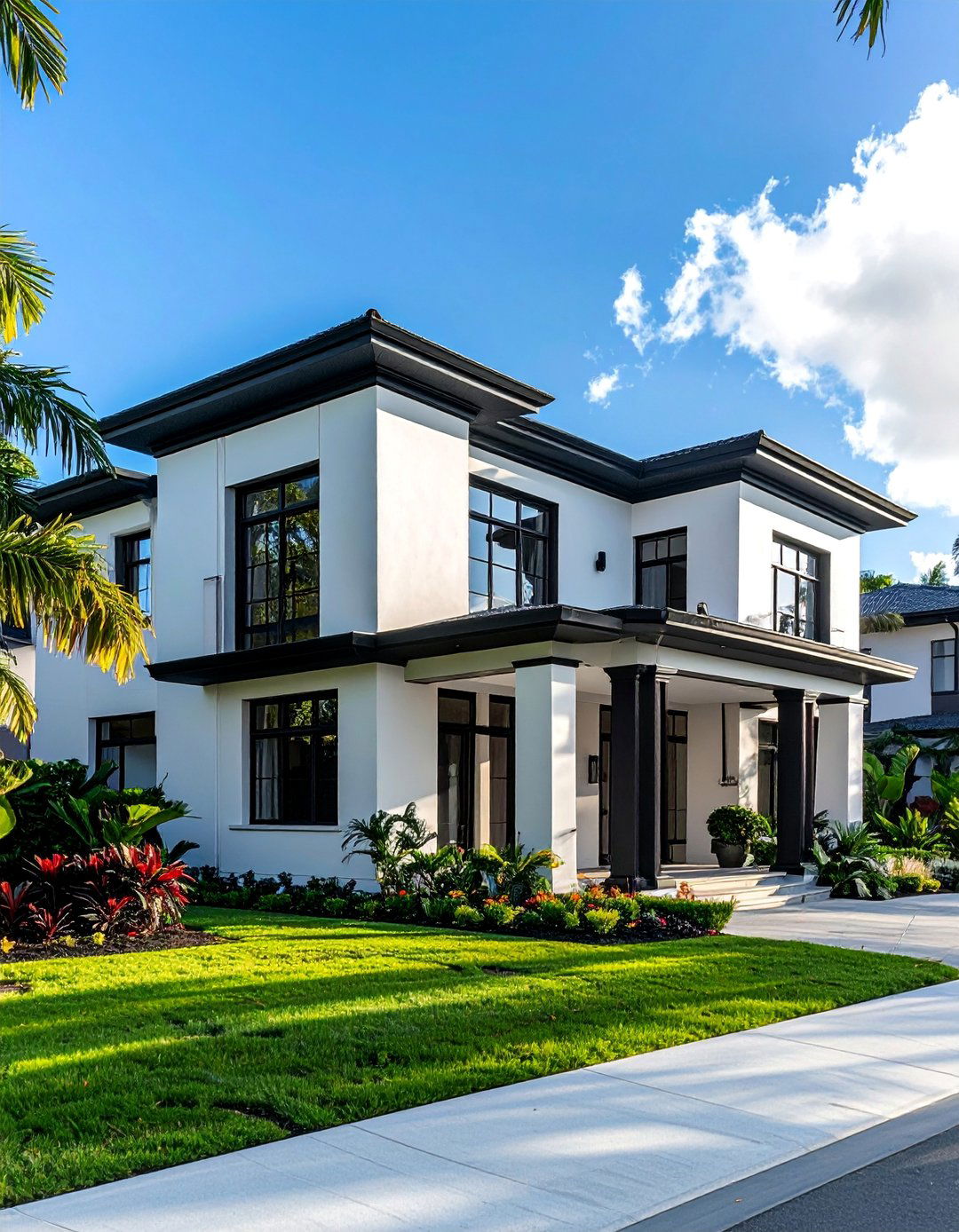Art Deco House Exterior with Bold Contrasting Colors - 15 Art Deco House Exterior Ideas for Timeless Elegance