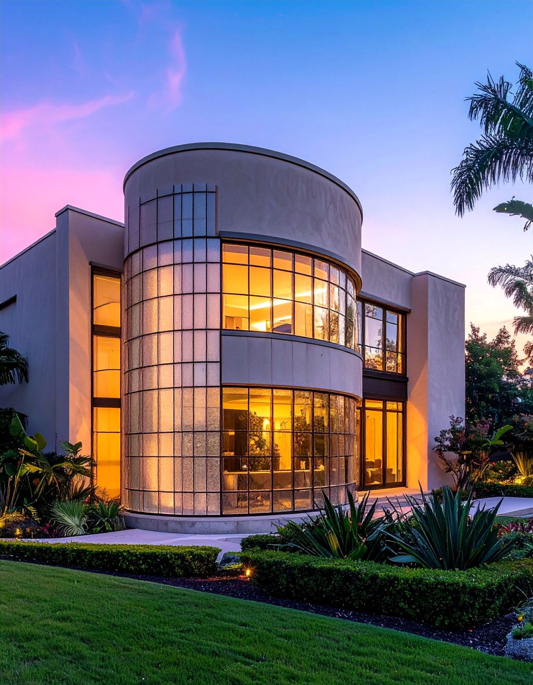Art Deco House Exterior with Glass Block Walls - 15 Art Deco House Exterior Ideas for Timeless Elegance