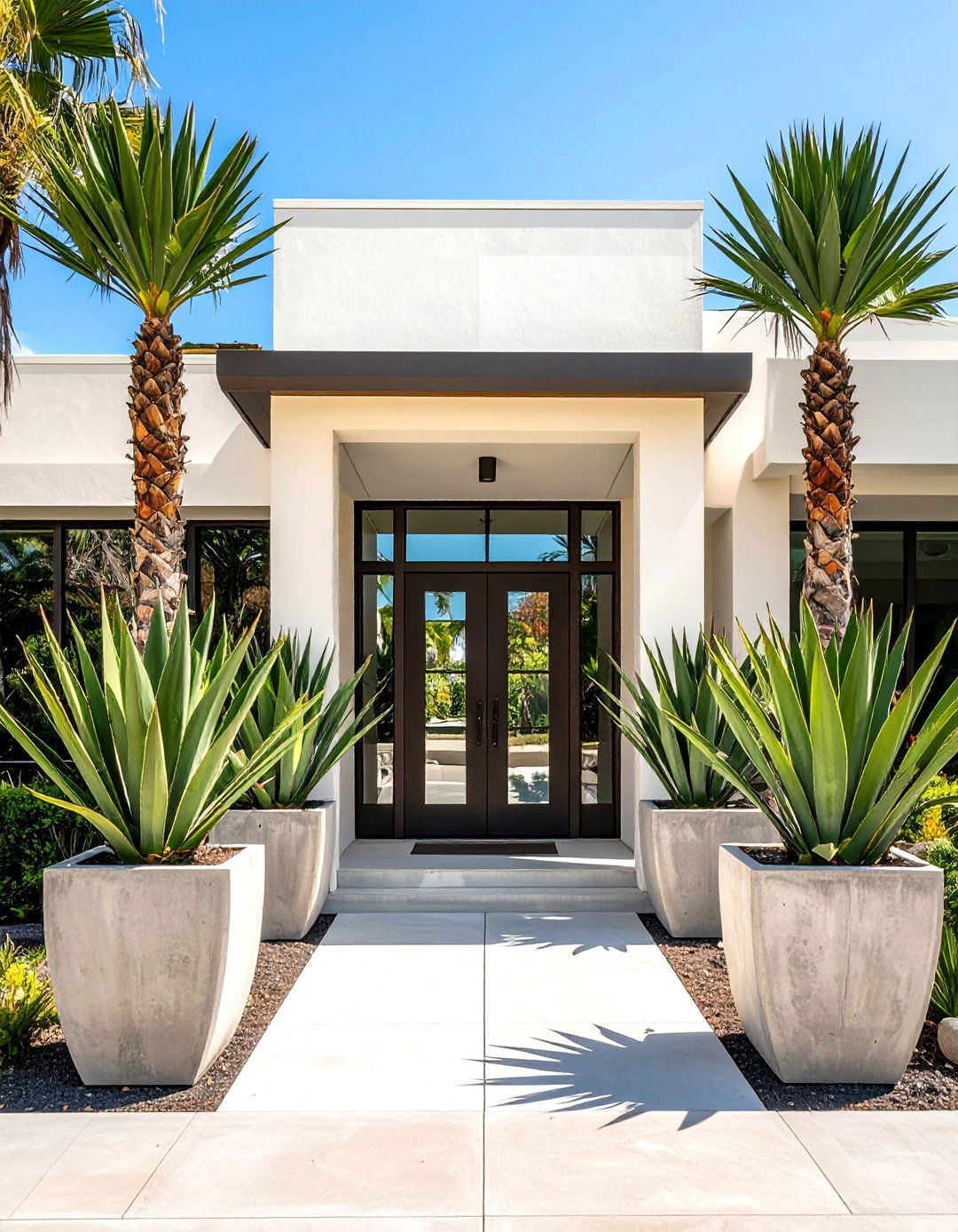 Art Deco House Exterior with Integrated Concrete Planters - 15 Art Deco House Exterior Ideas for Timeless Elegance