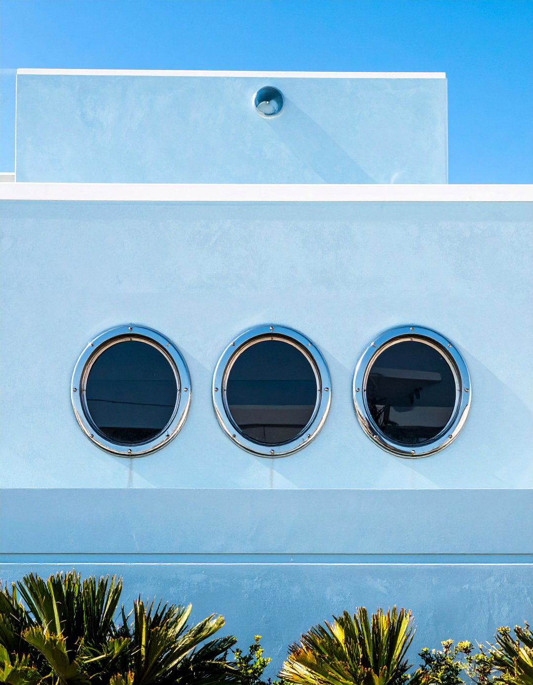 Art Deco House Exterior with Porthole Windows