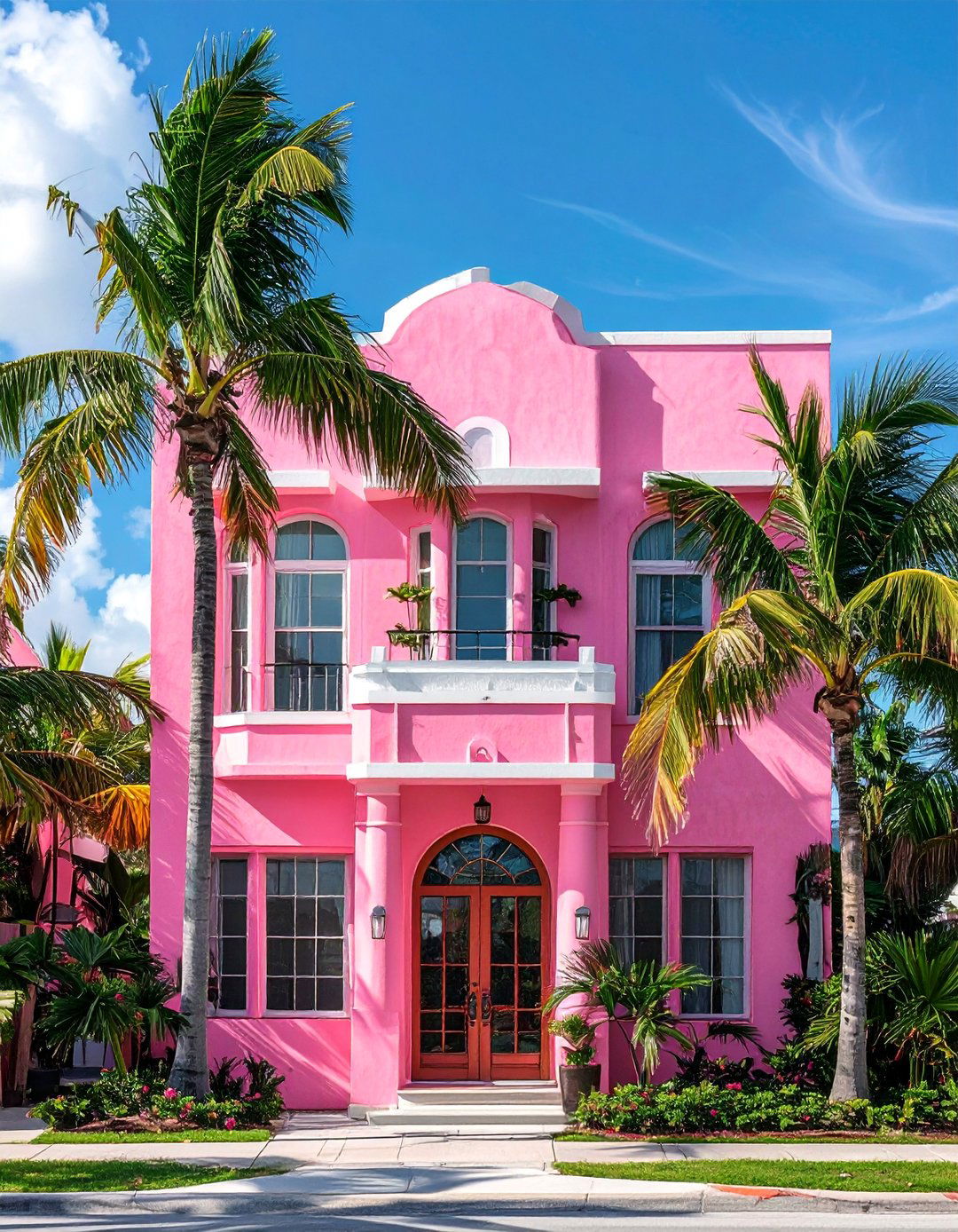 Art Deco House Exterior with Tropical Deco Pastels - 15 Art Deco House Exterior Ideas for Timeless Elegance