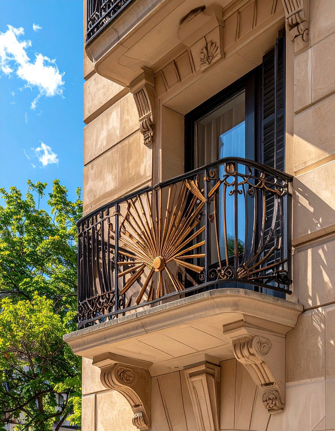 Art Deco Inspired French Balcony - 25 French Balcony Ideas for a Charming Outdoor Space