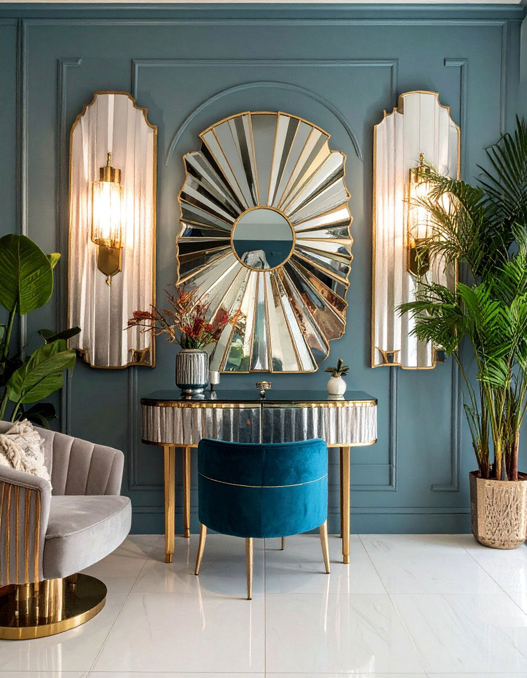 Art Deco Inspired Mirror Statement - 20 Mirror Collage Wall Ideas for Unique Decor