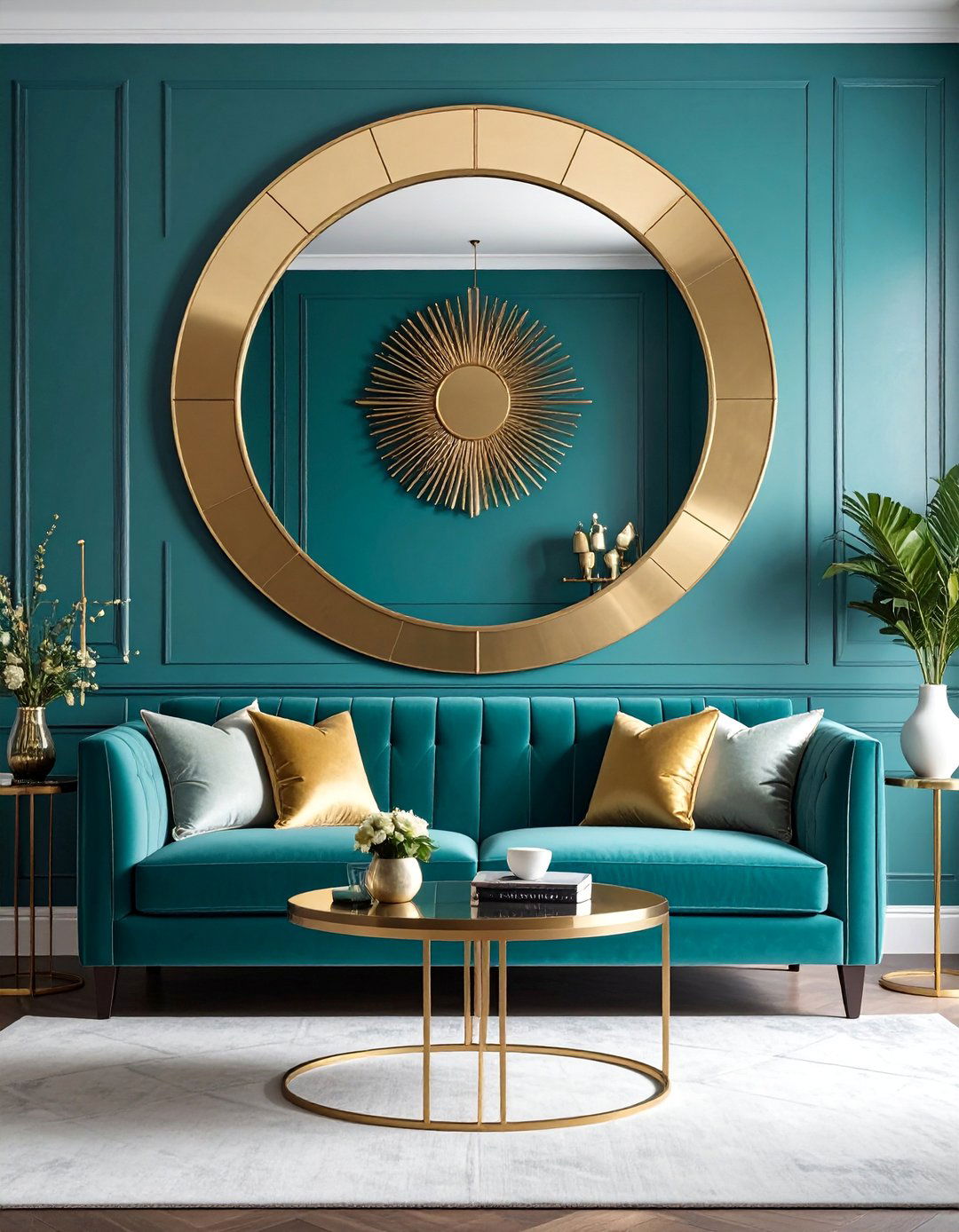 Art Deco Inspired Teal Living Room - 25 Stylish Teal Living Room Decor Ideas