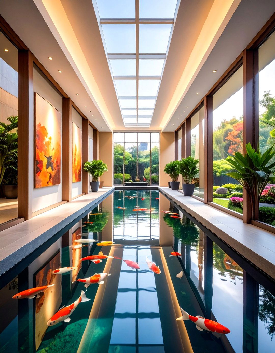 Art Gallery Hallway Koi Pond - 20 Indoor Koi Pond Ideas for a Tranquil Home Environment
