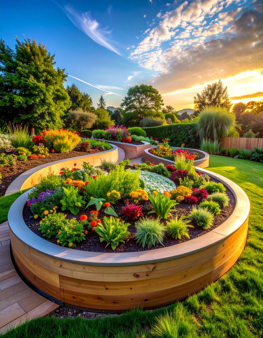 Artistic Curved Line Designs - 40 Raised Garden Bed Ideas for Your Vegetable Garden