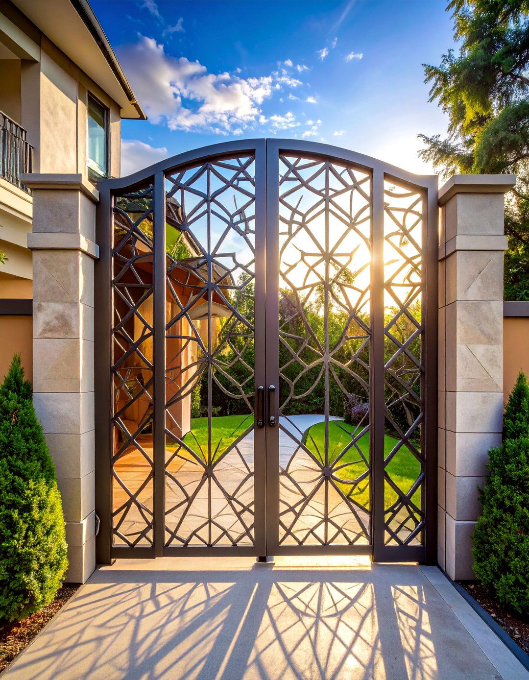 Artistic Laser Cut Metal Gates - 30 Sliding Gate Design Ideas for Modern Homes