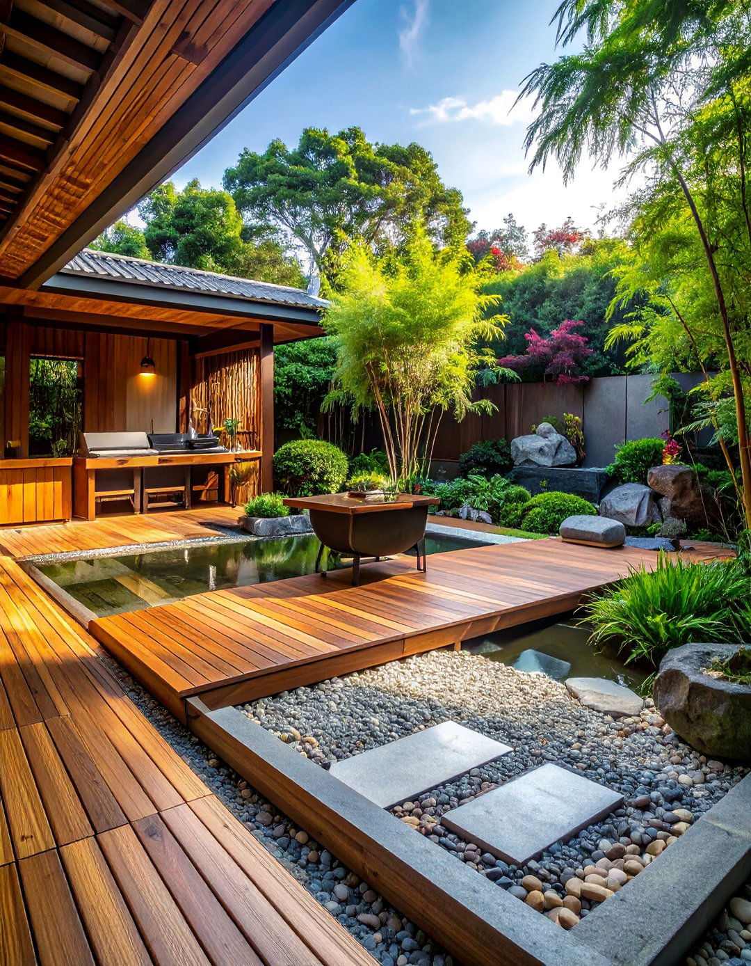 Asian Inspired Zen BBQ Garden - 40 Amazing BBQ Area Ideas for Outdoor Living