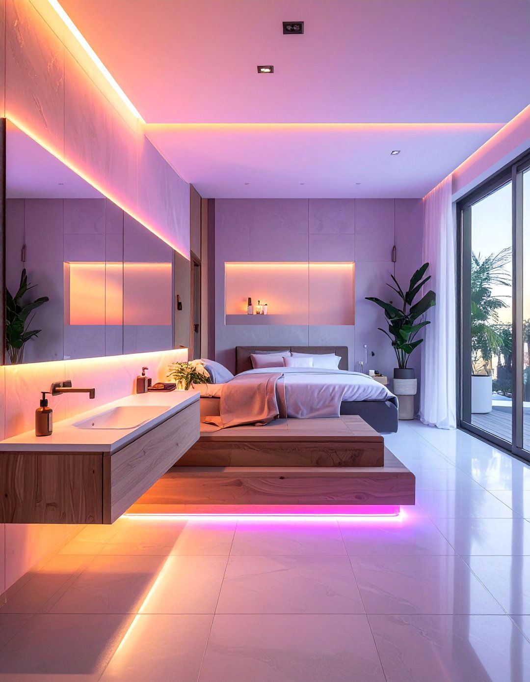 Backlit Floating Mirrors - 15 Stunning Bedroom Mirror Ideas for a Cozy Space