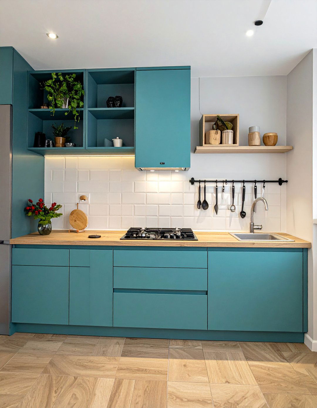 Backsplash Storage Integration - 40 Small Kitchen Ideas for Efficient and Stylish Spaces