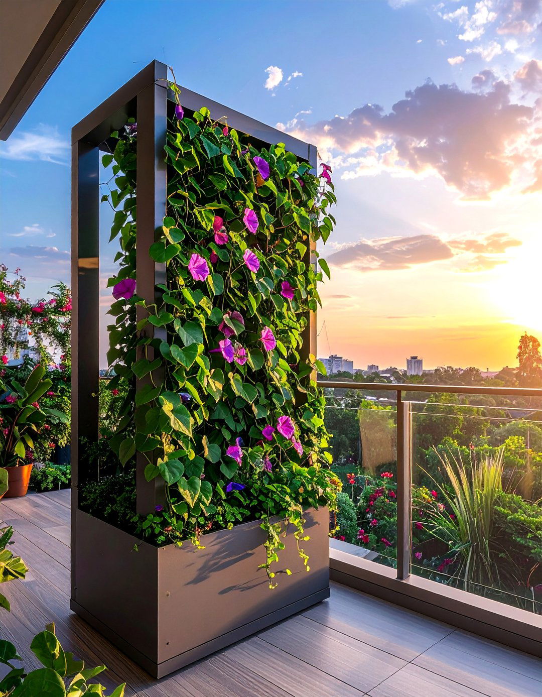 Balcony Privacy Screen with Planter Base - 40 Creative Balcony Garden Ideas for Small Spaces