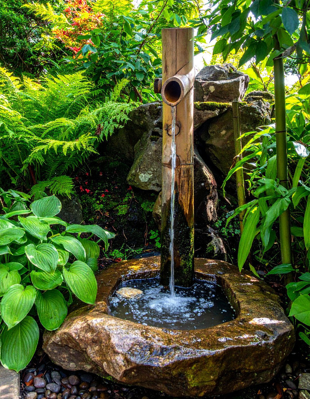Bamboo Fountain Water Feature Garden - 40 Japanese Garden Ideas for a Serene Outdoor Retreat