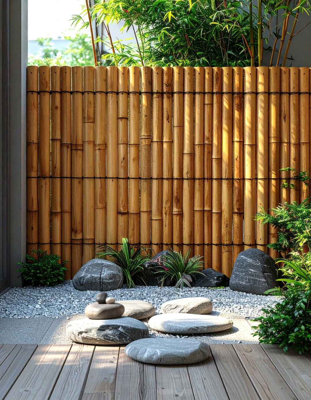 Bamboo Pole Screen Balcony Divider - 20 Balcony Divider Ideas for Privacy and Style