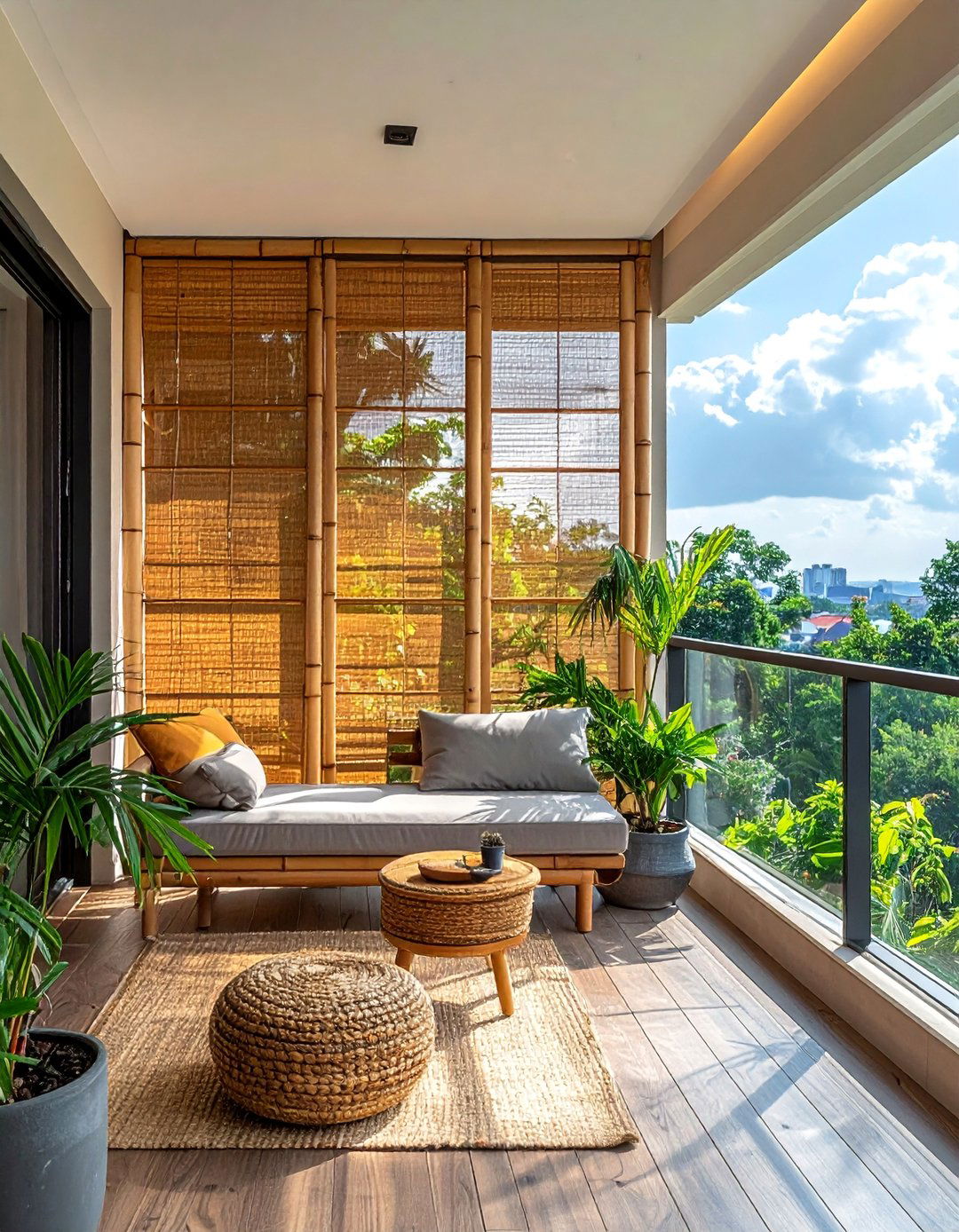 Bamboo Privacy Screen Installation - 20 Second Story Balcony Ideas for Stunning Views
