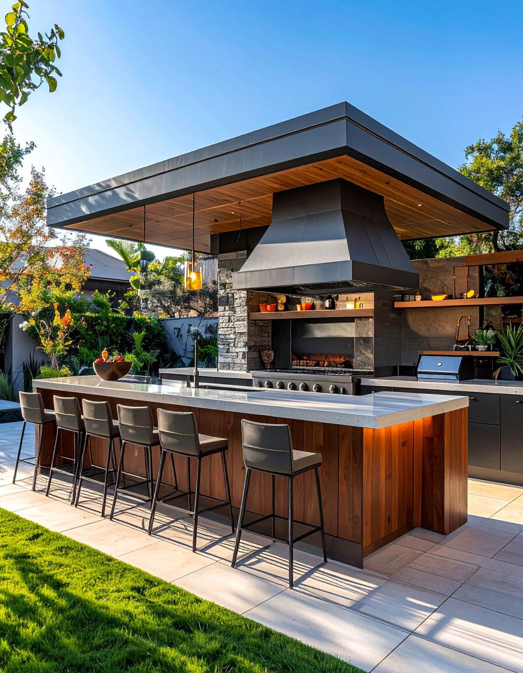 Bar Style Pizza Oven Counter - 20 Outdoor Kitchen With Pizza Oven Design Ideas