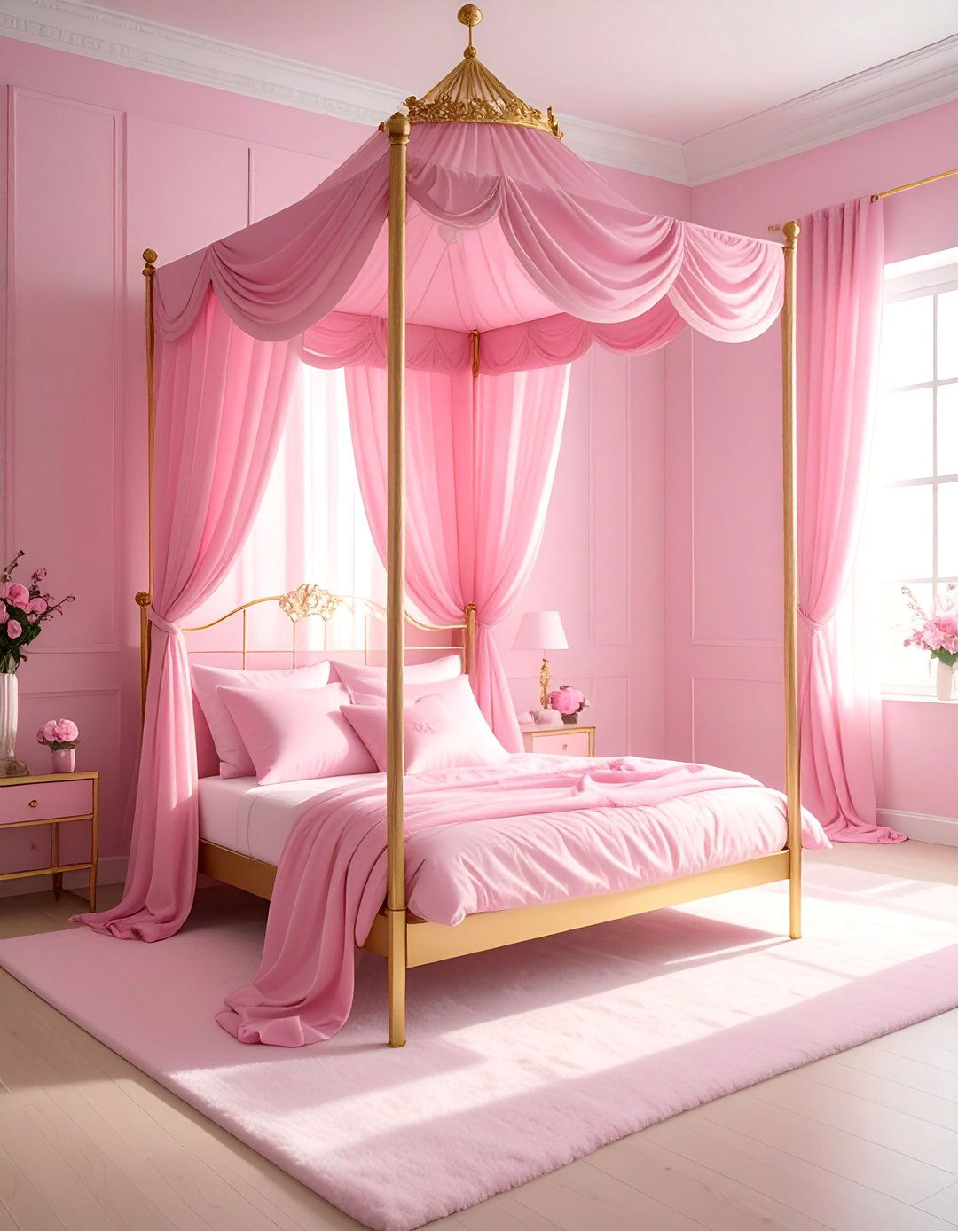 Barbie Dreamhouse Inspired Canopy Bed - 25 Barbie Room Ideas for a Dreamy and Fun Space
