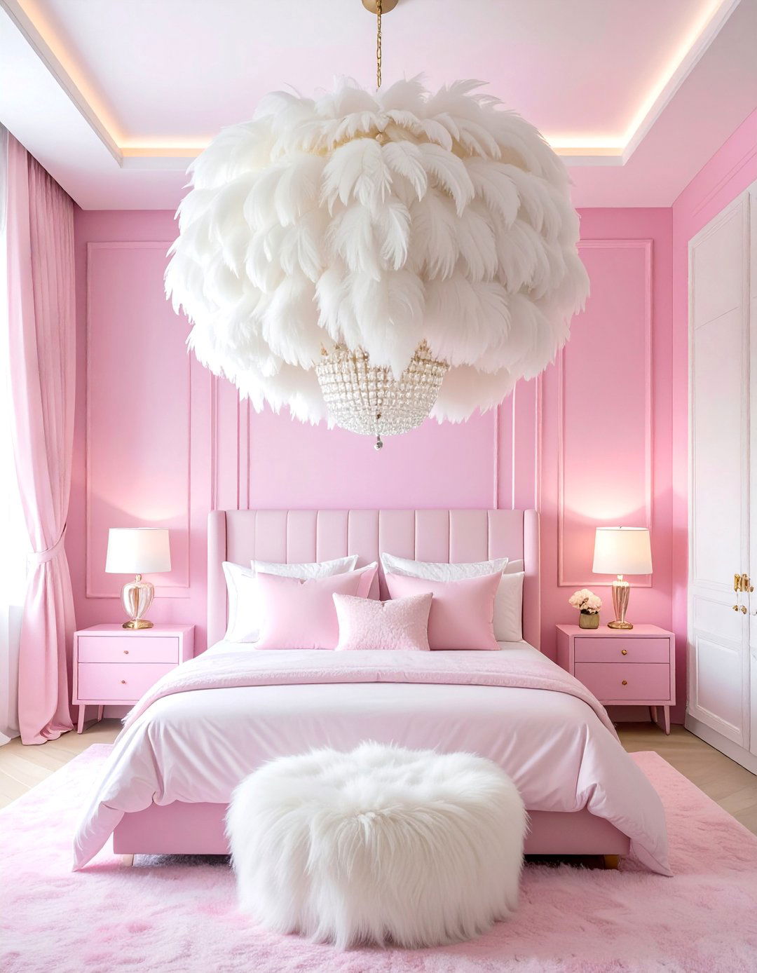 Barbie Feather Lamp or Chandelier - 25 Barbie Room Ideas for a Dreamy and Fun Space